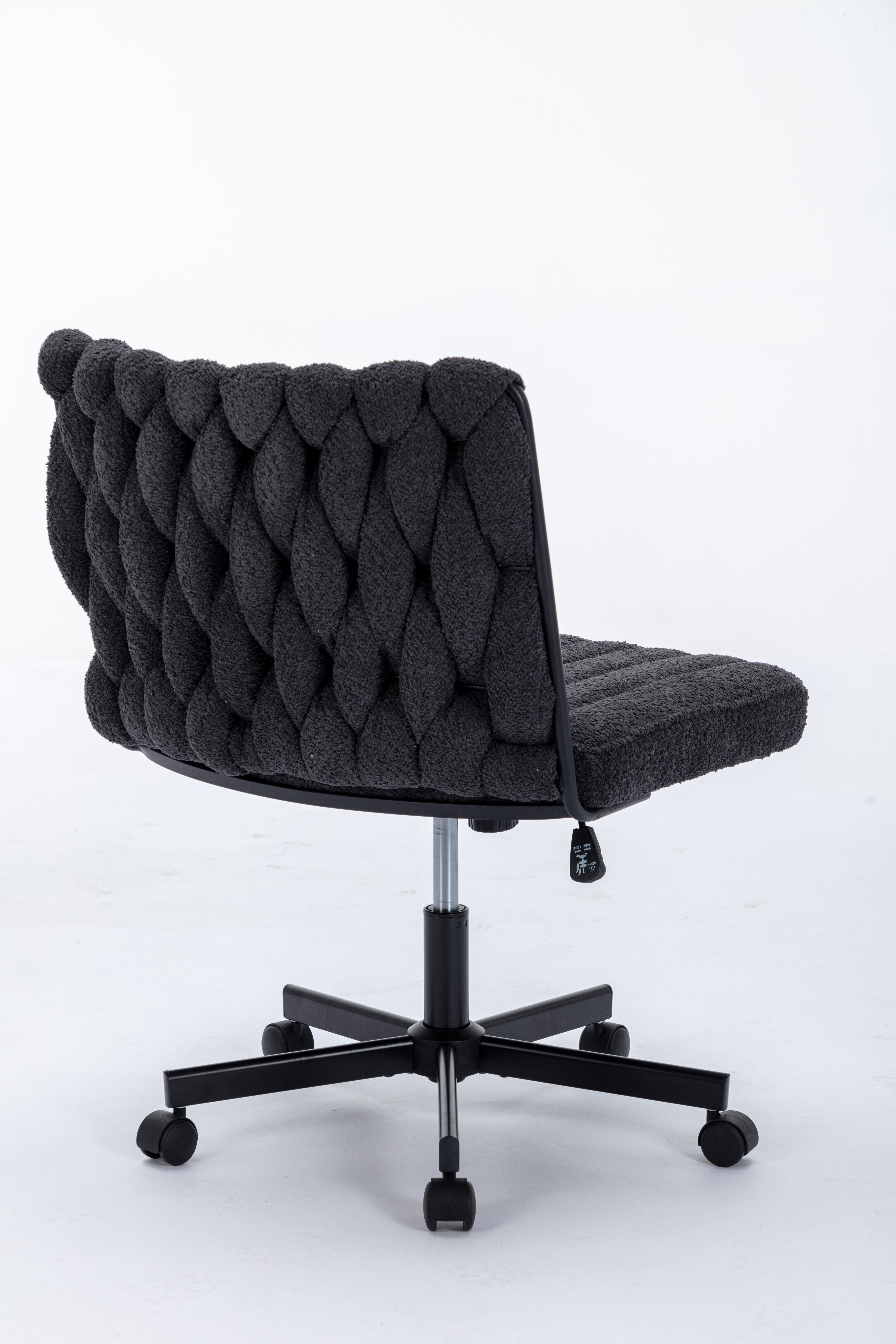 Criss Cross Legged Office Desk Chair With Wheels, Modern Armless Desk Chair With Wide Seat, Home Office Chairs For Work, Meditation, Vanity,White_voghion.com